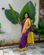 Purple & Yellow Silk Saree - view 15 of 21