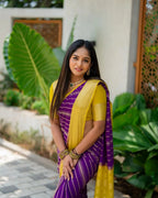 Purple & Yellow Silk Saree - view 21 of 21