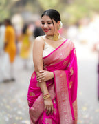 Rani Pink Banarasi Silk Saree - Shivay Libas