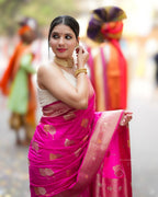Rani Pink Banarasi Silk Saree - view 4 of 9