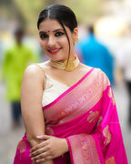 Rani Pink Banarasi Silk Saree - view 5 of 9