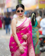 Rani Pink Banarasi Silk Saree - view 6 of 9