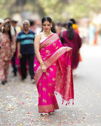 Rani Pink Banarasi Silk Saree - view 7 of 9