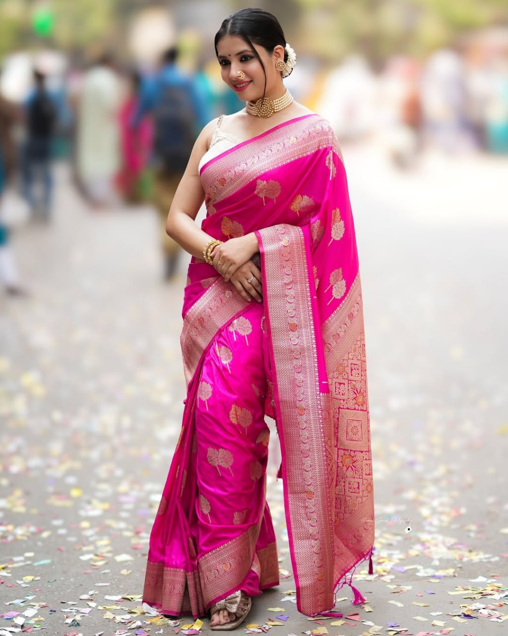 Rani Pink Banarasi Silk Saree - view 8 of 9