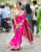 Rani Pink Banarasi Silk Saree - view 9 of 9