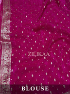 Rani Pink Elephant Banarasi Silk Saree - view 2 of 17