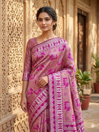Rani Pink Elephant Weave Silk Saree - Shivay Libas