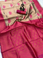 Rani Pink Lotus Motif Silk Saree - view 3 of 5