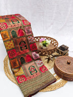 Red & Green Jharokha Weave Silk Saree - Shivay Libas