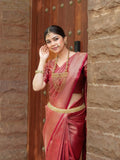 Red Kanjivaram Style Silk Saree - Shivay Libas
