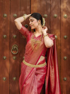 Red Kanjivaram Style Silk Saree - view 6 of 8