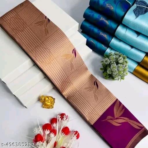 Rose Gold & Magenta Leaf Motif Soft Silk Saree - Shivay Libas