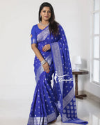 Royal Blue Banarasi Buti Silk Saree - Shivay Libas