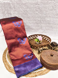 Rust Orange & Violet Butterfly Jacquard Silk Saree - Shivay Libas