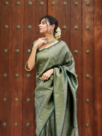 Sage Green Kanjivaram Style Silk Saree - view 4 of 8