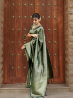 Sage Green Kanjivaram Style Silk Saree - view 6 of 8