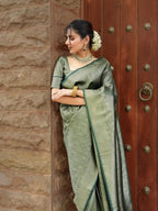 Sage Green Kanjivaram Style Silk Saree - view 8 of 8