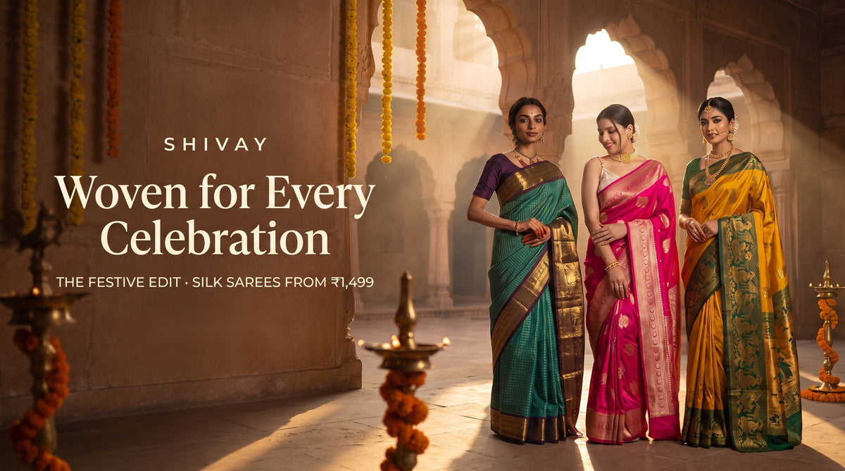 The Festive Edit - Kanjivaram, Banarasi and Paithani silk sarees from Rs. 1,499 at Shivay Libas