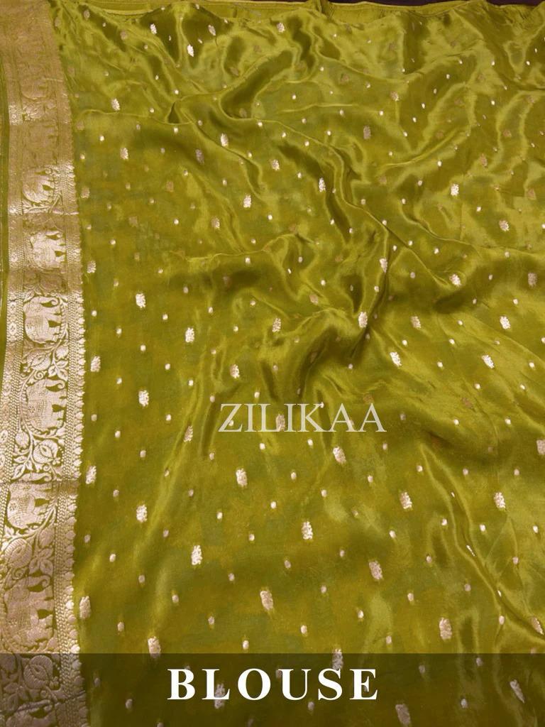 Sky Blue Elephant Banarasi Silk Saree - view 19 of 19