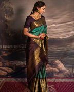 Teal Green Kanjivaram Style Silk Saree - view 5 of 9