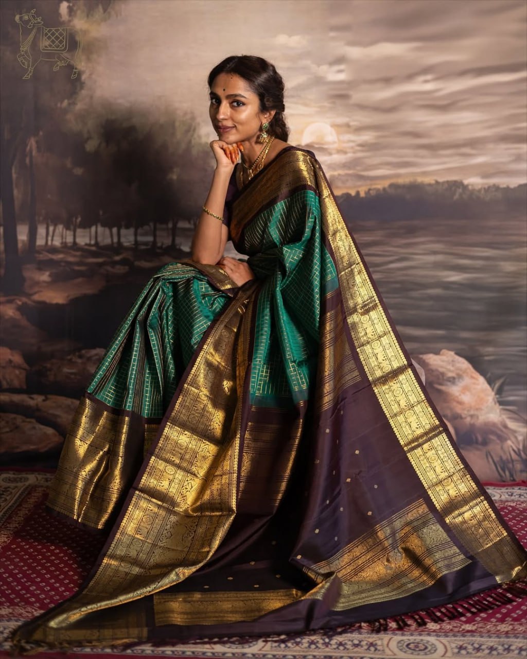 Teal Green Kanjivaram Style Silk Saree - view 9 of 9