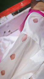 White & Rani Pink Banarasi Silk Saree - view 9 of 9
