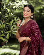 Wine Buti Silk Saree - Shivay Libas