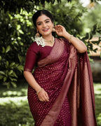 Wine Buti Silk Saree - view 3 of 8