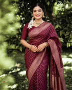 Wine Buti Silk Saree - view 4 of 8