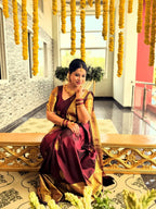 Wine Maroon Kanjivaram Style Silk Saree - view 2 of 7