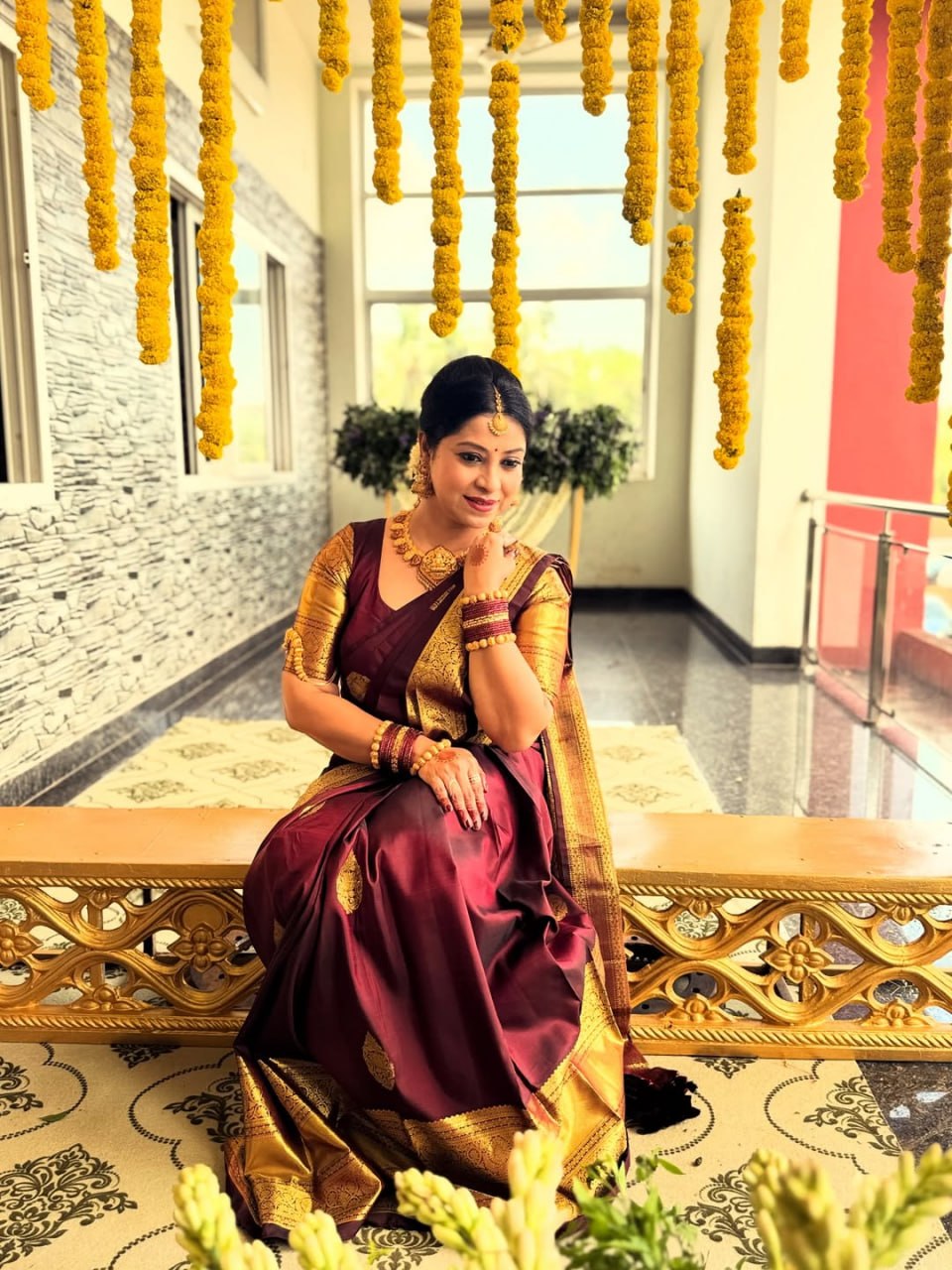 Wine Maroon Kanjivaram Style Silk Saree - view 2 of 7