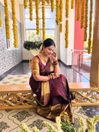 Wine Maroon Kanjivaram Style Silk Saree - view 3 of 7