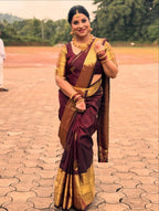 Wine Maroon Kanjivaram Style Silk Saree - view 5 of 7