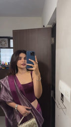 Wine Purple Tissue Silk Saree - Shivay Libas