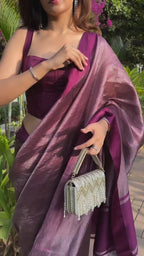 Wine Purple Tissue Silk Saree - view 4 of 10