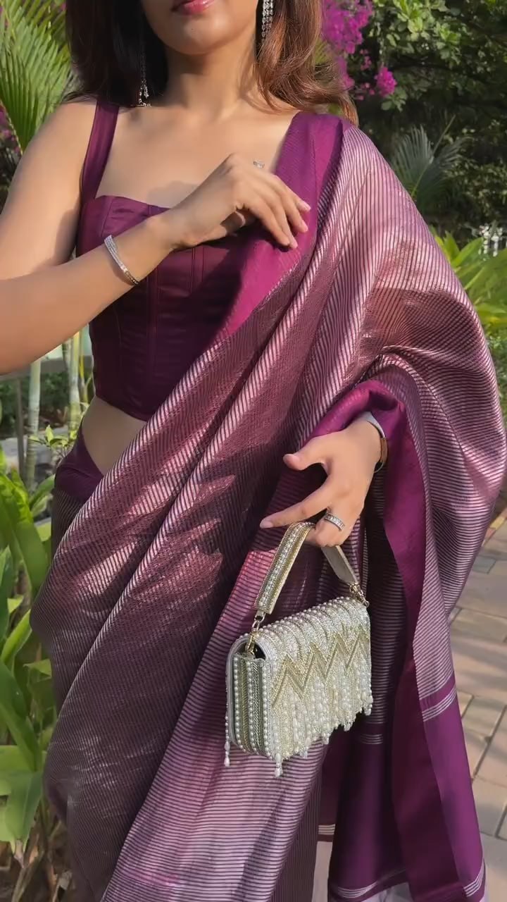 Wine Purple Tissue Silk Saree - view 4 of 10