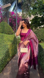 Wine Purple Tissue Silk Saree - view 6 of 10