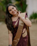 Wine Zari Border Silk Saree - view 3 of 5