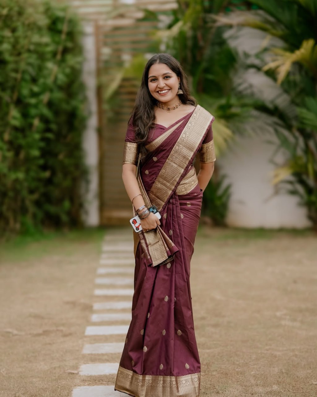 Wine Zari Border Silk Saree - view 5 of 5